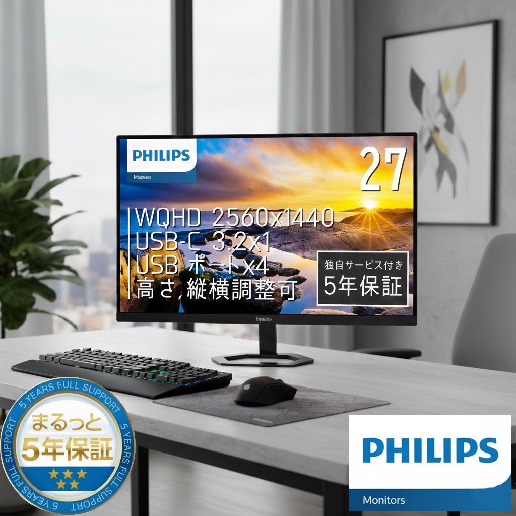 【美品】PHILIPS 液晶PCモニター 27E1N5500E/11 27E1N5500E/11 液晶ディスプレイ・PCモニター 27E1N5500E/11 1台