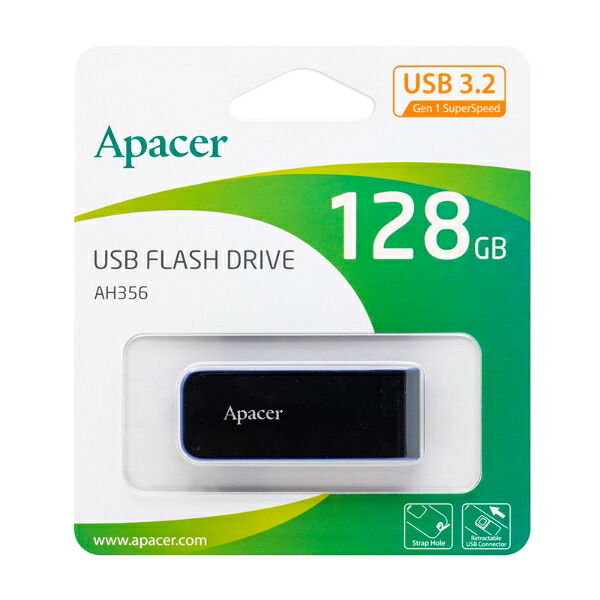 【楽天市場】USBメモリ 128GB 5年保証 USB3.2 Gen1 Apacer AP128GAH356B-1 スライド式 USB3.0 ...