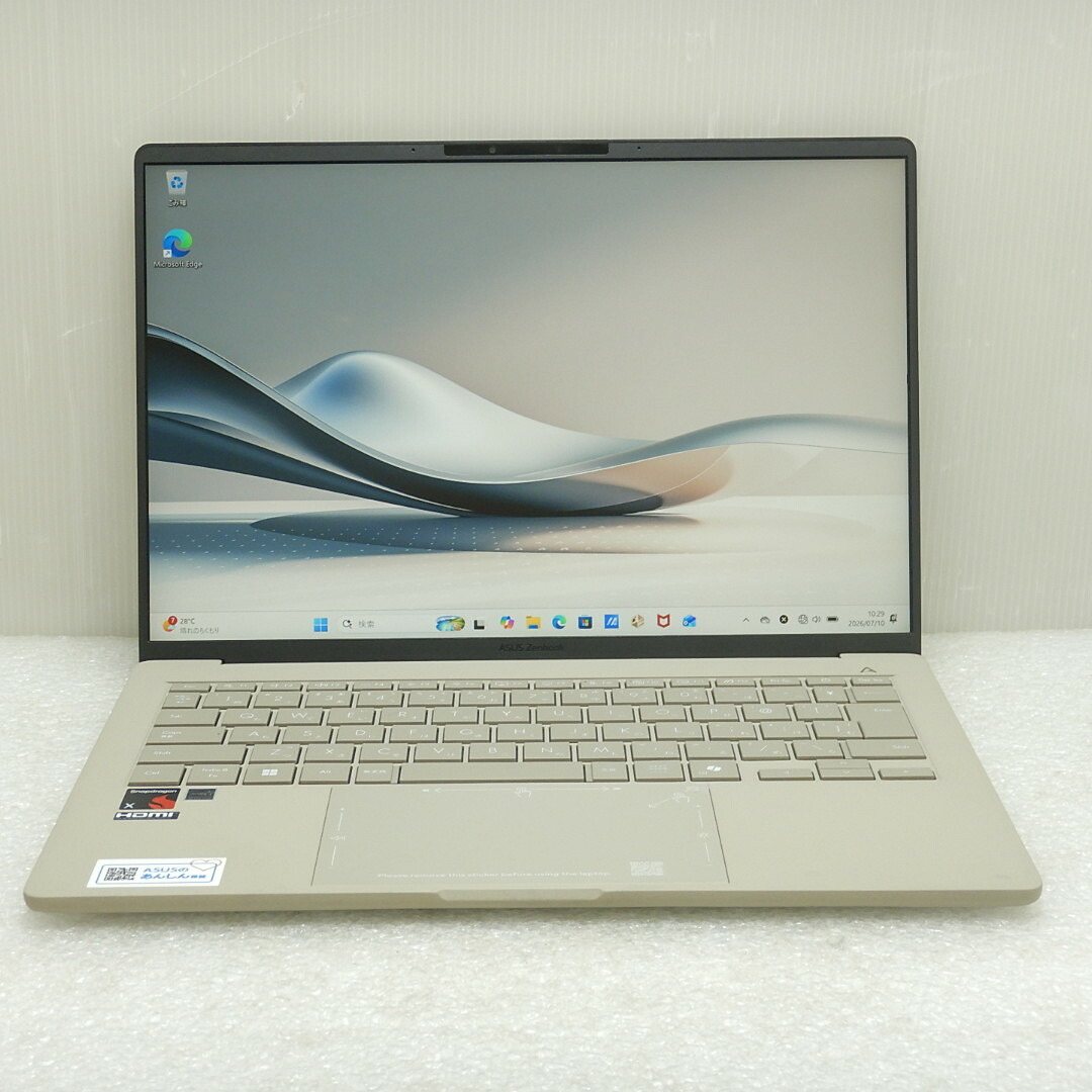 【中古 Aランク】ASUS Zenbook SORA UX3407QA 16GB SSD1TB Windows11Home 14インチ（1920&times;1200）ザブリスキーベージュ Copilot+ PC Microsoft Office付｜PCマーケット