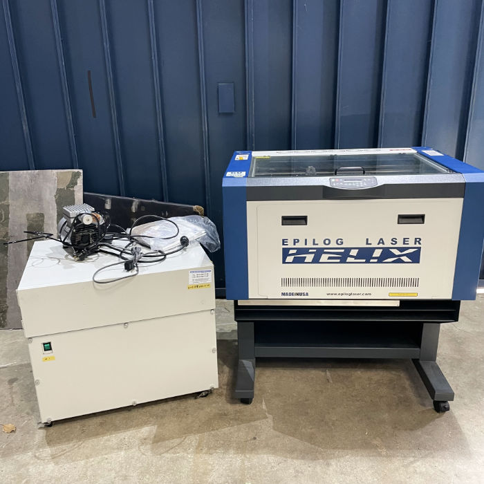 【貨物輸送無料】レーザ工業機 Helix 24 60W 2018年製 粉塵機(LCC400R)・コンプレッサー(DP-40C)付 現況乗り合い船 中古 【見学 名古屋】【動産王】