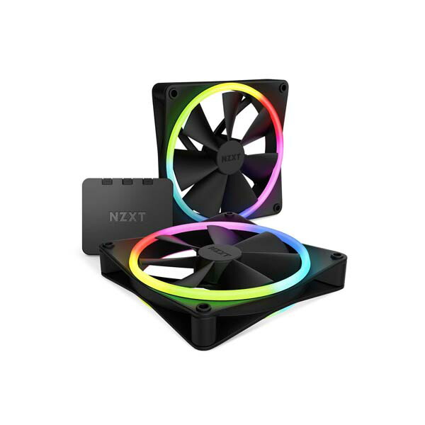 NZXT F140 RGB DUO TWIN PACK \u0026 RGB Controller [Black] 140粍気違い 2個包み 黒いこと｜RF-D14DF-B1