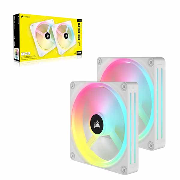 Corsair iCUE LINK QX140 RGB WHITE Starter Kit 「iCUE LINK」に相応う ARGB LED積み上げる PWM気違い 白いこと 140粍 クランク一揃いの道具｜CO-9051008-WW