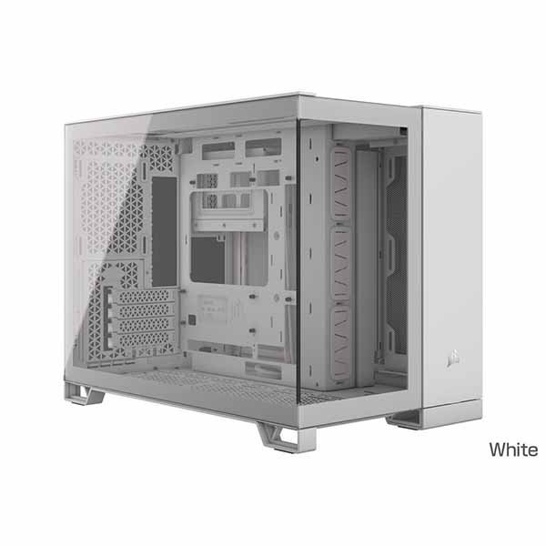 Corsair 2500X Tempered Glass mATX Mid-Tower White ピラーレスデザインのミニタワー型PCケース ホワイト｜CC-9011266-WW