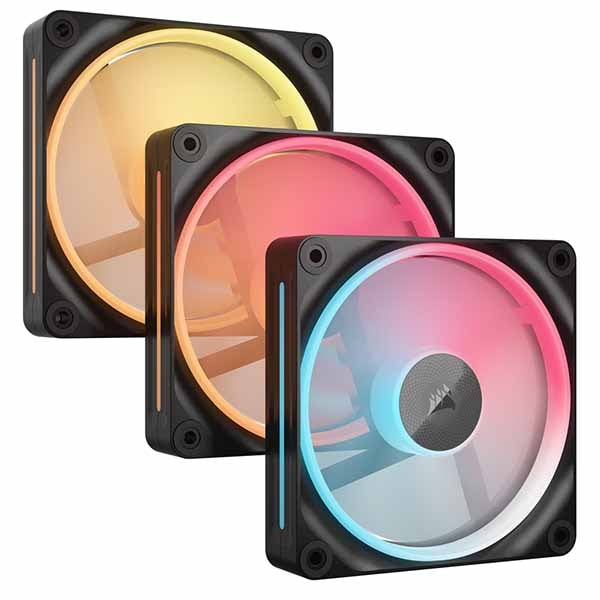 CORSAIR iCUE LINK LX120-R RGB Triple Reverse Fans Starter Kit 120粍気違いx3 クランク一揃いの道具 黒いこと｜CO-9051050-WW