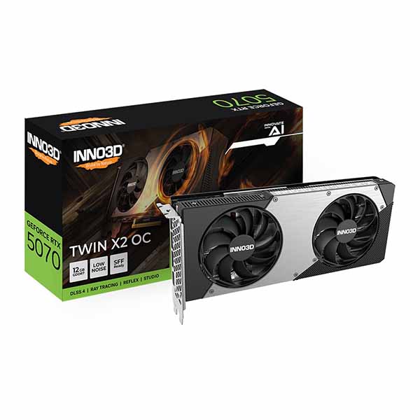 INNO3D GeForce RTX 5070 TWIN X2 OC 2.0拡張スロット厚 グラフィックゲーム盤｜GD5070-12GERX2OC