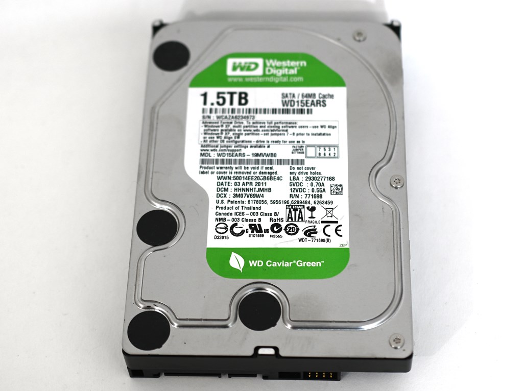 WD Caviar Green Interne Festplatte – 1,5 TB, 5400 U/min, 64 MB Cache, SATA, Besonders Leise & Sparsam