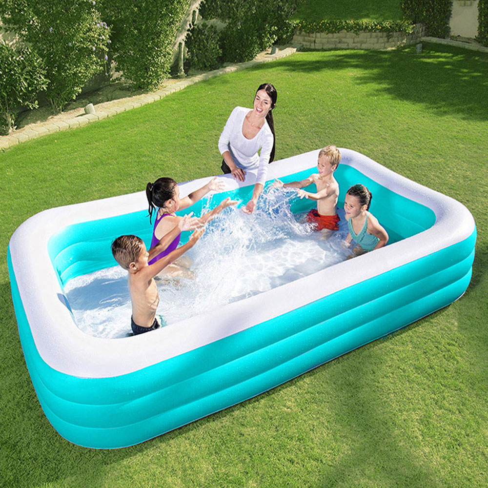楽天市場 子供用プール 大型 折りたたみ 家庭用エアープール ビニールプール 水遊び 猛暑対策 スイミング 屋内用 お庭 ベランダ 長方形 プール 自宅リゾート 空気入れ別売り Mサイズ 175 140 50cm 送料無料 Pcastore