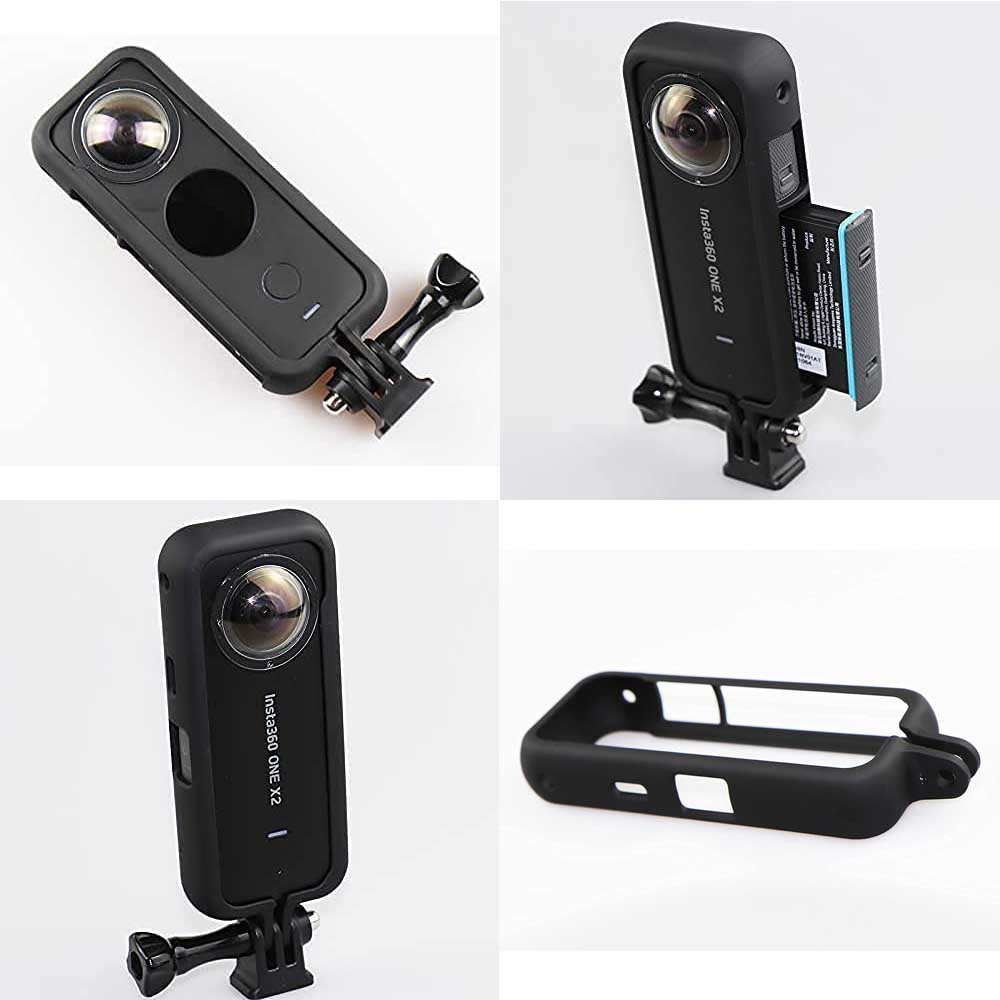Insta360oneX2対応フレーム保護ハウジングケースバッテリー交換可能三脚装着1/4インチネジ穴付きinsta360oneX2パノラマカメラアクセサリー送料無料