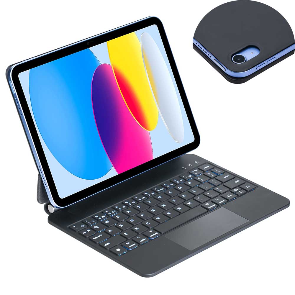 iPad A16 2025 / iPad 10.9インチ 第10世代 ケース キーボード付き マジックキーボード ワイヤレス bluetooth タッチパッド キーボード カバートラックパッド搭載 RGB 7色バックライト 磁気吸着 リモートワーク