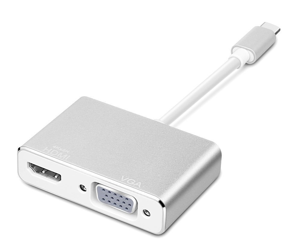 [Free Shipping] USB Type-C to HDMI/VGA Converter Adapter Video Converter HDMI 4K Output Possible No Settings Required Compatible with 2015 MacBook/2016 MacBook/2017 MacBook/Google Chromebook etc