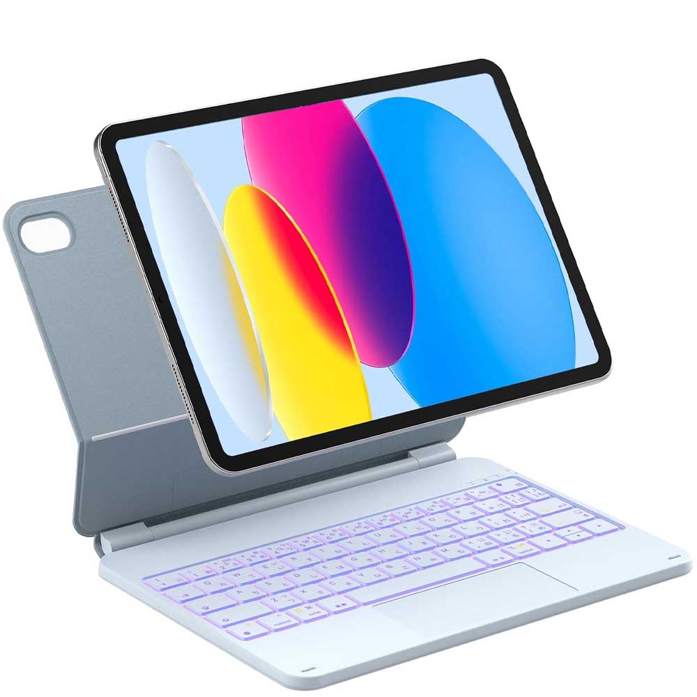 iPad A16 2025 / iPad 10.9in 第10時人 神通力鍵盤 無線電話 bluetooth タッチパッド 鍵盤 カバートラックパッド積み上げる RGB 7色うしろ側ともし火 磁気へばり着く リモート細工物