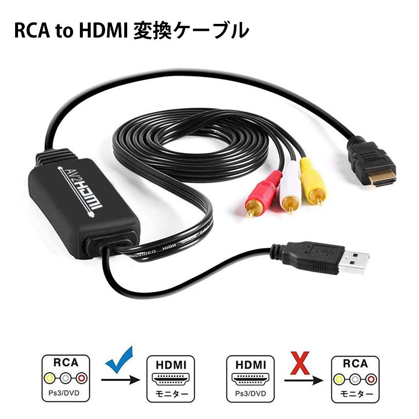 楽天市場 Rca To Hdmi 変換 ケーブル コンバーター コンポジット Rca Av アダプター Usb給電 Xbox Ps4 Ps3 Tv Stb Vhs Vcr Rcatohdmi Lavett
