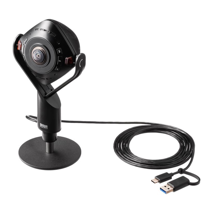 360度Webカメラ スピーカー内蔵 サンワサプライ CMS-V71BK 1つのカメラで360度撮影できるWEBカメラ 500万画素｜PCBOX78店 32,032円