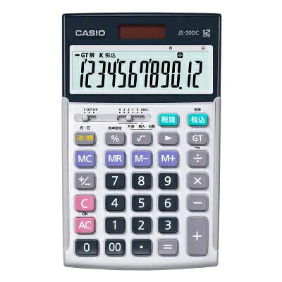 【送料無料】 CASIO JS-20DC-N 実務電卓 12桁 日数時間計算 ジャストタイプ 【在庫目安:お取り寄せ】| 事務機 電卓 計算機 電子卓上計算機 小型 演算 計算 税計算 消費税 税