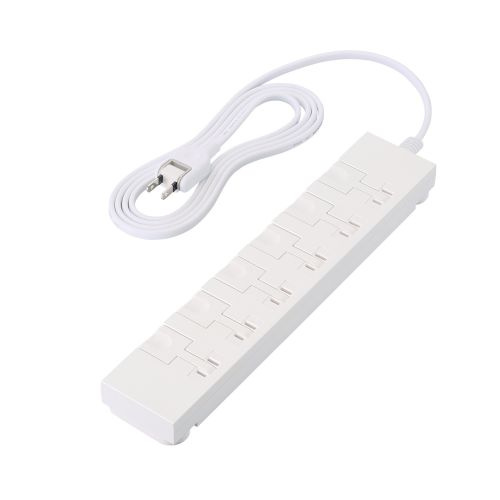 【送料無料】 ELECOM T-KF07-2620WH イージーリリースタップ/ 雷サージ付/ ホコリシャッター付/ 6個口/ スイングプラグ/ 2.0m/ ホワイト 【在庫目安:お取り寄せ】| 電源タップ