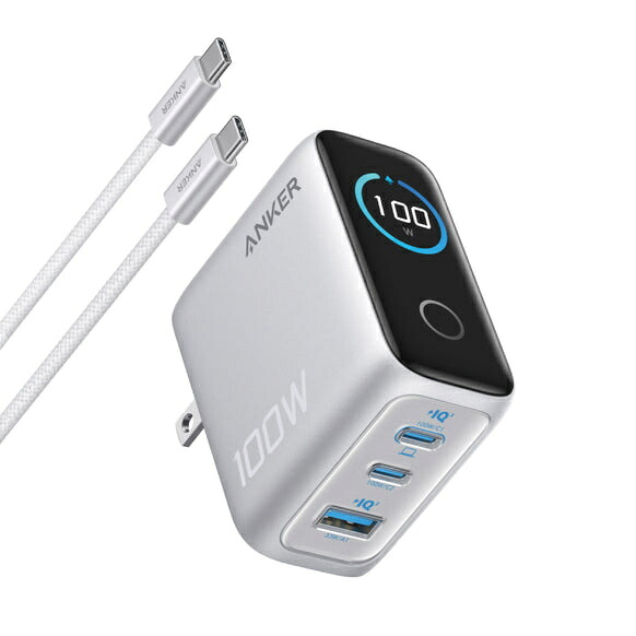 【送料無料】アンカー・ジャパン B121BN41 Anker Charger (100W 3 Ports) with USB-C & USB-Cケーブル シルバー【在庫目安:お取り寄せ】|デジタル百貨店PodPark店