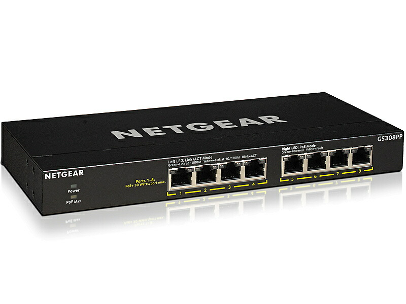 【貨物輸送無料】NETGEAR GS308PP-100AJS PoE+相応う ギガビット8界面 アンマネージスイッチ【店卸し資産準拠集団:少ない】| マイコン境界線の外側備品 スイッチングこしき L2取り替えっこ 座標軸2取り替えっこ 取り替えっこ こしき L2 網状組織 パソコン マイコン