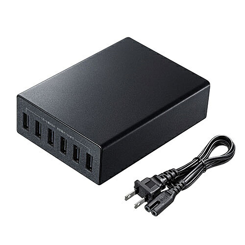 【貨物輸送無料】サンワサプライ ACA-IP67BK USB申し受ける器（6界面・足し加える12A・黒いこと）【店卸し資産引き合い:お取り寄せ】
