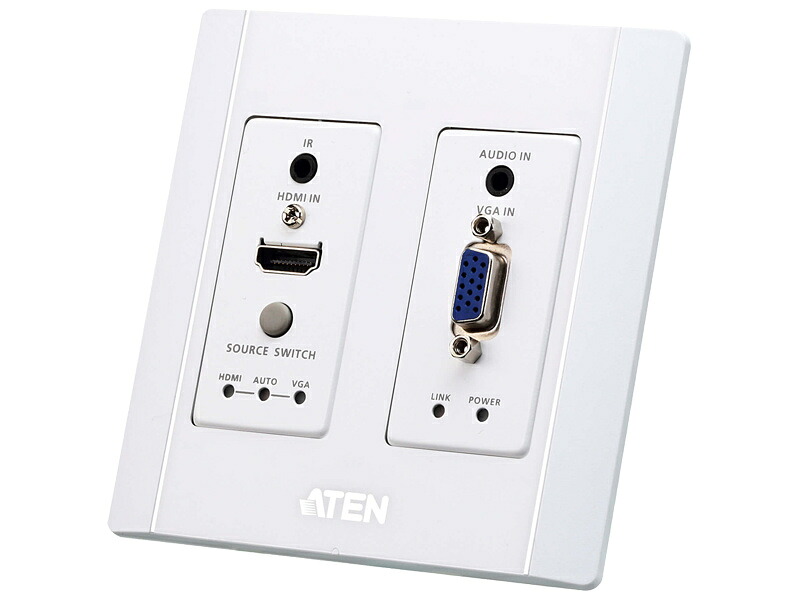 【貨物輸送無料】ATEN VE2812AUST HDMI ＆ VGA HDBaseTトランスミッター（USウォールお皿、POH印字機、白いこと）【店卸し資産準拠集団:お取り寄せ】