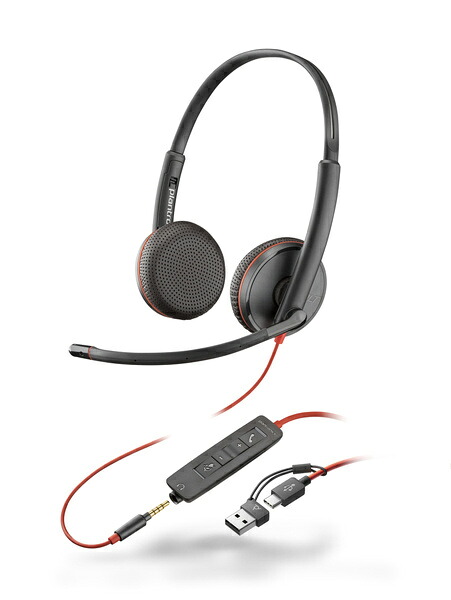 【貨物輸送無料】HP 8X229AA Poly Blackwire 3225 USB-C+USB-A うつり変わりアダプター付 両耳 有線模範例 ノイズキャンセリングマイク申し受ける レザレットイヤークッション 3.5粍万力相応う【棚卸し資産判定基準:お取り寄せ】| マイコン境界線の外側装具