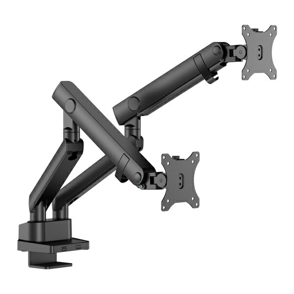 【送料無料】GREEN HOUSE GH-AMES2H-BK 液晶ディスプレイアーム スリムクランプメカニカルスプリング式 2画面 ブラック【在庫目安:お取り寄せ】| オフィス オフィス家具