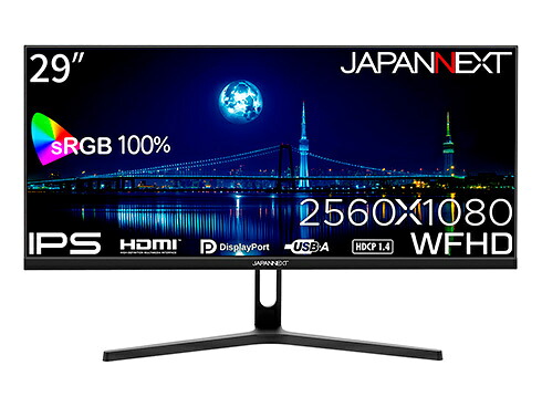 【貨物輸送無料】JAPANNEXT JN-IPS292WFHD 液晶見せびらかす 29型/ 2560×1080/ HDMI、DP×1/ 黒いこと/ 金棒引き有/ 2年言いはなつ【店卸し資産標準尺度:少ない】