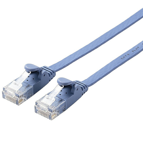 ELECOM LD-GF2 BU1 LANケーブル CAT6 フラット 1m ブルー| パソコン周辺機器 ケーブル フラットケーブル フラット ストレート