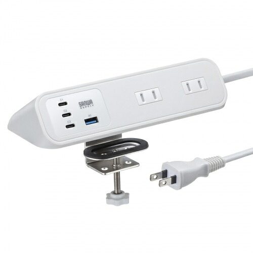 【送料無料】サンワサプライ TAP-B114UC-2W クランプ固定式タップ(AC4個口+USB-C×3+USB-A×1・PD65W・ホワイト)【在庫目安:お取り寄せ】|デジタル百貨店PodPark店