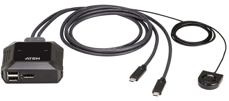 【送料無料】 ATEN US3312 2ポート USB-C DisplayPort KVMスイッチ（4K60p対応、ワイヤードリモコン付属） 【在庫目安:お取り寄せ】