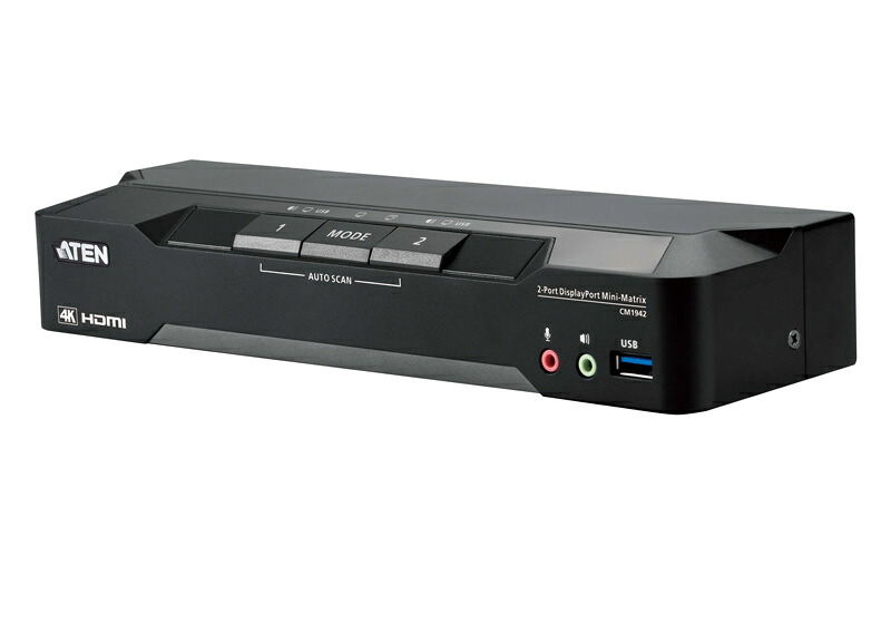【送料無料】 ATEN CM1942 2ポートDisplayPortデュアルディスプレイ ミニマトリックスKVMスイッチ（4K＆マルチスクリーンコントロール対応） 【在庫目安:お取り寄せ】