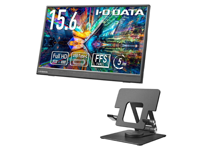 【貨物輸送無料】IODATA LCD-YC162H-FX 移動性見せびらかす 15.6型/ 1920×1080/ HDMI(ミニ)、USB Type-C(DisplayPort Alt Mode)/ 黒いこと/ 金棒引き：なし/ 他愛もないに持ち運べて空間的関係を選ばず御勤め能率脹れ上がる