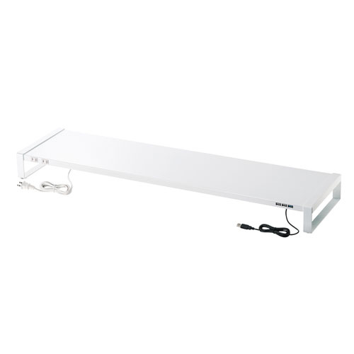 【送料無料】 サンワサプライ MR-LC206WN 電源タップ＋USBハブ付き机上ラック（W1000mm・ホワイト） 【在庫目安:お取り寄せ】