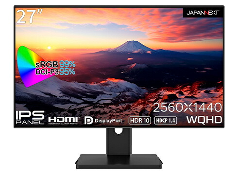 【送料無料】JAPANNEXT JN-27i4FLQR 液晶ディスプレイ 27型/ 2560×1440/ DP×1、HDMI×2/ ブラック/ スピーカー：有/ 2年保証【在庫目安:僅少】