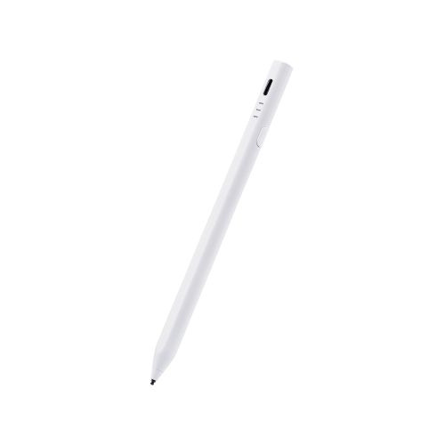 【送料無料】ELECOM P-TPACSTHY01WH タッチペン/ スタイラス/ 充電式/ iPadモード・汎用モード切替/ パームリジェクション対応/ 磁気吸着/ USB-C充電/ ペン先交換可能/ ホワイト【在庫目安:お取り寄せ】