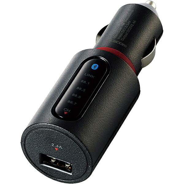 【送料無料】 ELECOM LAT-FMBT02BK FMトランスミッター/ Bluetooth/ USBポート付/ 2.4A/ おまかせ充電/ 4チャンネル/ ブラック 【在庫目安:お取り寄せ】