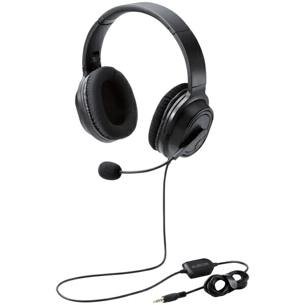 【送料無料】 ELECOM HS-HP30TBK オーバーヘッドタイプヘッドセット/ 両耳/ 4極/ 変換ケーブル付/ 40mmドライバ/ ブラック 【在庫目安:お取り寄せ】| パソコン周辺機器 ヘッドセット ゲーミング ゲーム パソコン マイク PC 通話