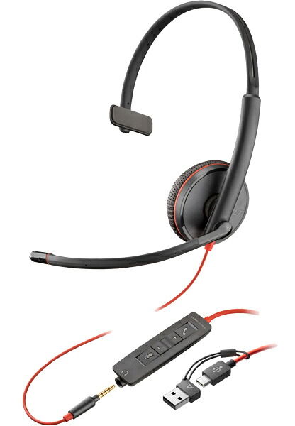 【貨物輸送無料】HP 8X227AA Poly Blackwire 3215 USB-C +USB-A 取り替えっこアダプター付 片耳 有線青写真 ノイズキャンセリングマイク積み上げる レザレットイヤークッション 3.5粍万力相応う【店卸し資産引き合い:お取り寄せ】