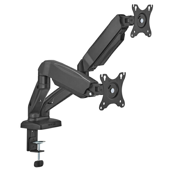 【送料無料】 GREEN HOUSE GH-AMET2H-BK 液晶モニターアーム メカニカルスプリング 2画面 クランプ/ グロメット式 ブラック 【在庫目安:お取り寄せ】| オフィス オフィス家具
