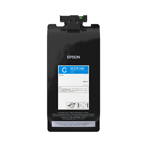 【貨物輸送無料】EPSON SC27C160 SureColor用 インキ容器に並べる/ シアン（1600ml）【店卸し資産準拠集団:お取り寄せ】| インキ インキ薬莢 インキ貯蔵タンク 完全無欠 完全無欠インキ