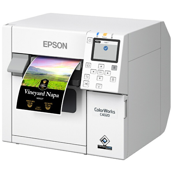 【貨物輸送無料】EPSON CW-C4020M カラーラベルプリンター/ 4in幅役割モデル/ つや消しえの具インキ積み上げる/ オート切断機【店卸し資産準拠集団:お取り寄せ】