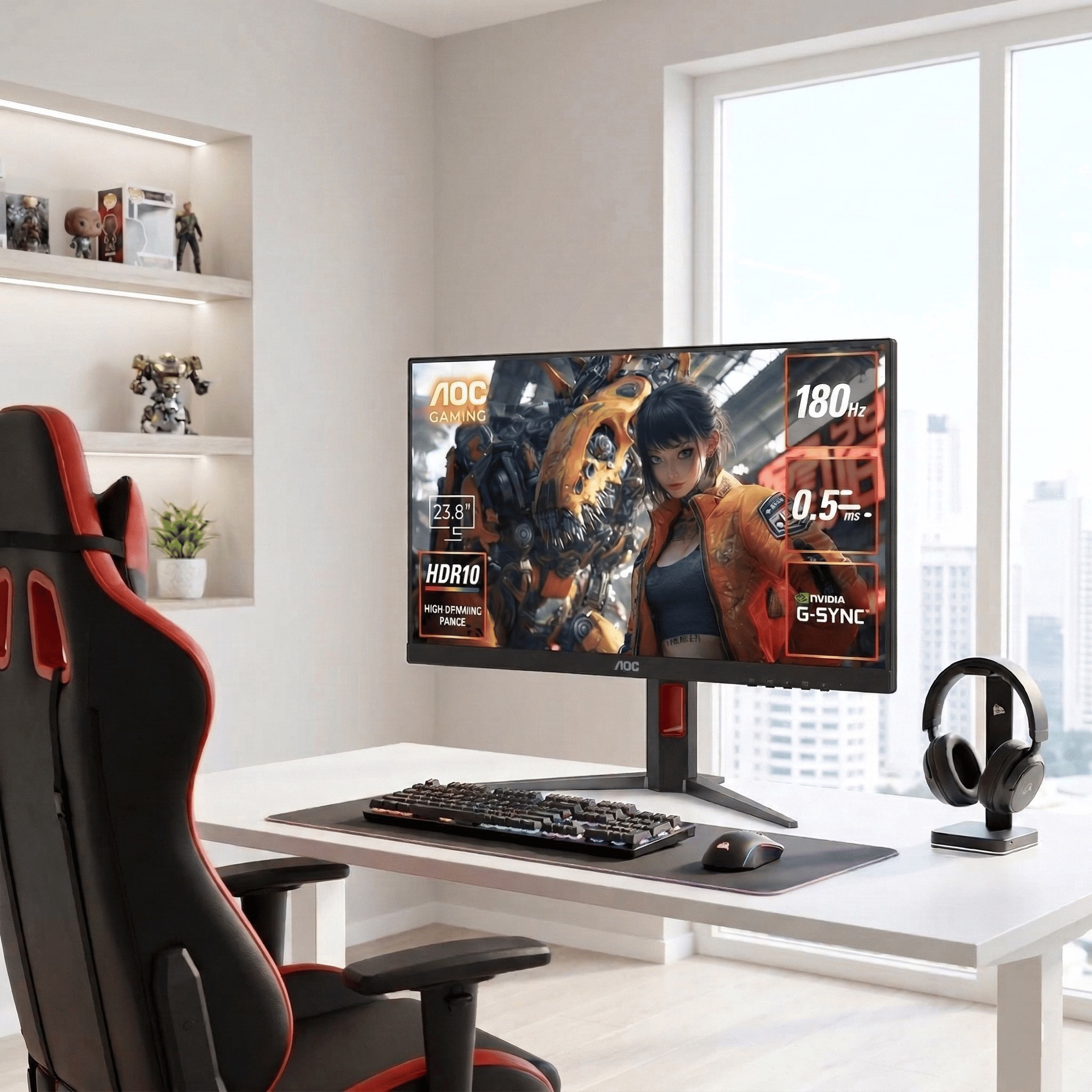 【送料無料】AOC 24G4/11 ゲーミング液晶ディスプレイ 23.8型/ 1920&times;1080/ HDMI、DisplayPort/ ブラック/ スピーカー：なし【在庫目安:お取り寄せ】｜デジタル百貨店PodPark店