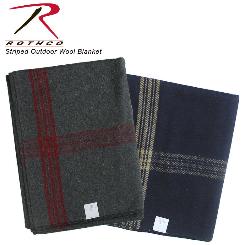 Rothco ロスコ Striped Outdoor Wool Blanket USA ブランケット ラグ テーブルウェア 絨毯 防寒 ミリタリー アウトドア キャンプ ピクニック おうちキャンプ ガーデニング DIY バーベキュー ガーデニング おうちスタイル