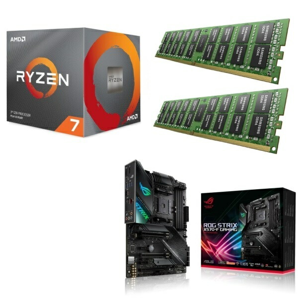 その他-数量は多い + GAMING X570-F STRIX ROG ASUS + 3700X 7 Ryzen AMD [パーツセット]  DDR4-3200 3点セット! メモリ 8GB×2枚