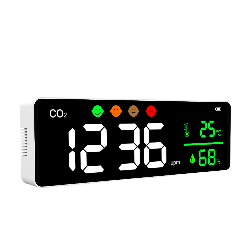 CO2濃さ位置づける器＋気温位置づける器＋湿度位置づける器｜新型コロナ濾過性病原体打つ手｜ITH-C01(ACアダプター・有線テレビ付)