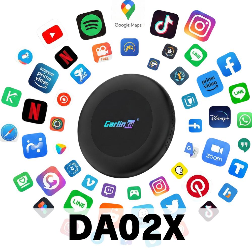 【新品 即納 型番：DA02X】最新 車載用 Android AI BOX メモリ8GB ストレージ128GB Qualcomm SM6350 8Core搭載 | ワイヤレス CarPlay Android Auto 対応 | YouTube Netflix Prime Video 動画視聴可能 | SIMフリー 4G LTE GPS内蔵 | 2画面分割 | 高性能