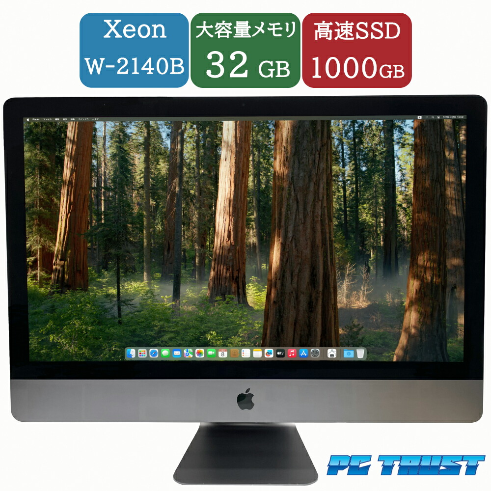 【送料無料】 AL：Apple iMac Pro (2017) A1862 EMC:3144 一体型PC Radeon Pro Vega 56 8GB intel Xeon W-2140B 3.20GHz/メモリ:32GB/SSD:1000GB/無線LAN/5120 x 2880 5K/webカメラ/中古液晶一体型パソコン 一体型パソコン 【3ケ月保証】&　OS済