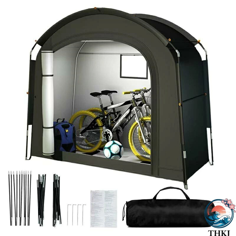 【全品2点で5%OFF】自転車 テント サイクルハウス 1-2台用 レインカバー付き 自転車 収納 屋外 自転車置き場 自転車 車庫 自転車 ガレージ UVカット・遮熱・耐水加工 折りやすい設計 家庭・アウトドア・戸外用 携帯便利 父の日のプレゼント人気 ブラック