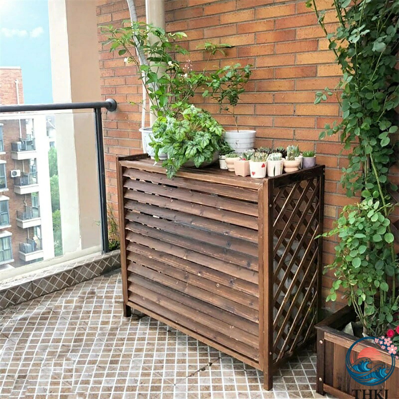 【全品5%尖んがり】木製 屋外機覆いかぶせる 空調設備 屋外機 覆いかぶせる 目かくし THKJ 一風変わった ルーバー屋外機覆いかぶせる フラワーラックバルコニー納める仕合わせ 防食白木