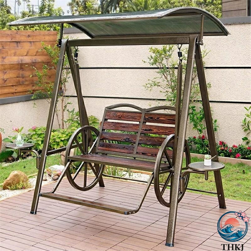 【全品2点で5%OFF】ガーデンベンチ ブランコ 木製ブランコ 大型ブランコ 炭化工程 人間工学に基づいたデザイン 厳選された 丈夫な木材 美しい木目 強力な耐荷重能力 中庭、公園、屋外の屋上、バルコニー、ホテルで利用可能