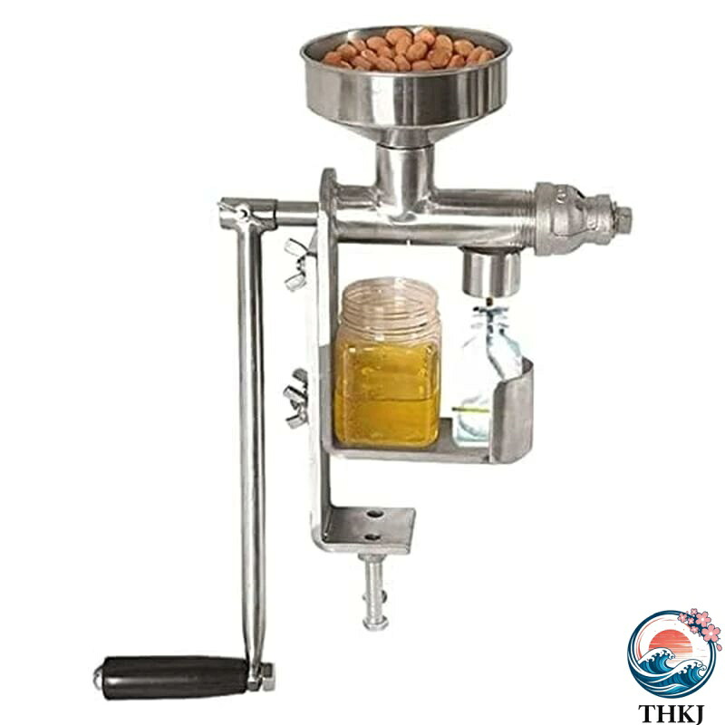 【全品2点で5%OFF】手動オイルプレス機、手動油絞り器 オイル搾り機 卓上油搾り機 小型搾油機 多機能ステンレススチールハンドプレスシードピーナッツゴマ油搾り器、イージークリーン、クルミ亜麻仁アーモンド菜種用